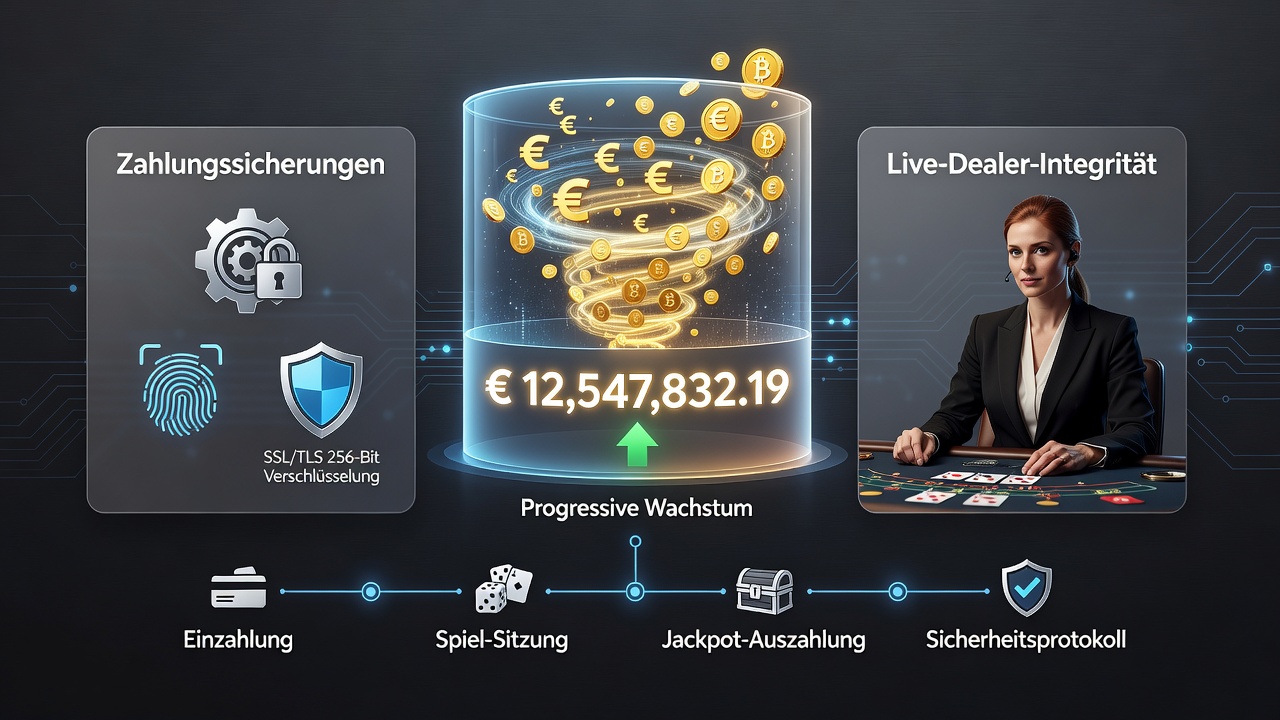 Illustration der Integration von Jackpot-Wachstum und Zahlungsschutz in deutschen Live-Dealer-Umgebungen