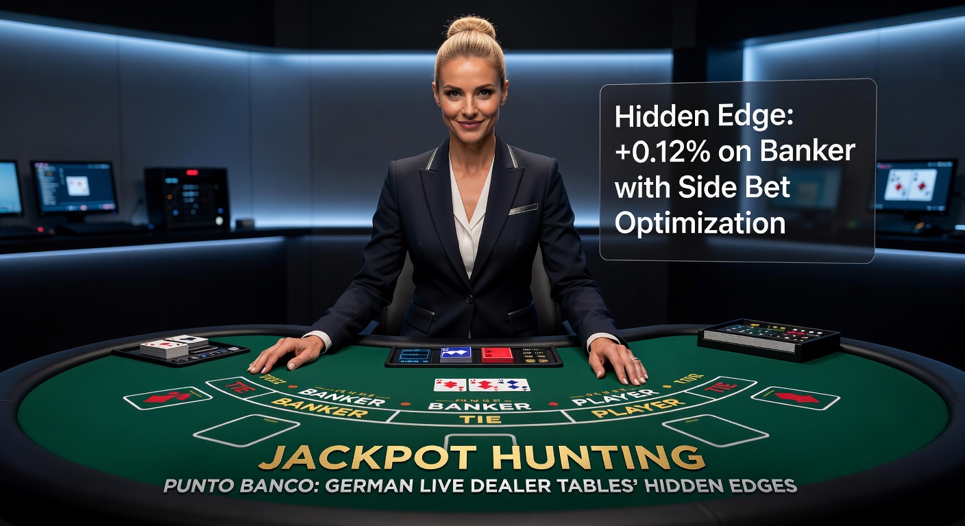 Live-Dealer-Tisch im Punto Banco mit progressivem Jackpot-Anzeiger, beleuchtet in einem deutschen Online-Casino-Studio